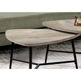 7939P Table, 2pcs Set, Coffee, End, Side, Accent, Living Room, Metal, Laminate, Beige