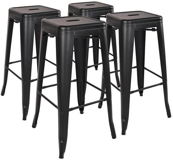 30 Inches Metal Bar Stools High Backless Stools Indoor Outdoor Stackable Kitchen Stools