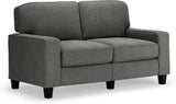 Palisades 73" Track Arm Sofa, Easy Care Polyester, Soft Pillow Back, Pocket Coil Seat Cushions, Removable Covers, Loveseat or Couch for Small Spaces, Living Rooms or Bedrooms, Light Gray