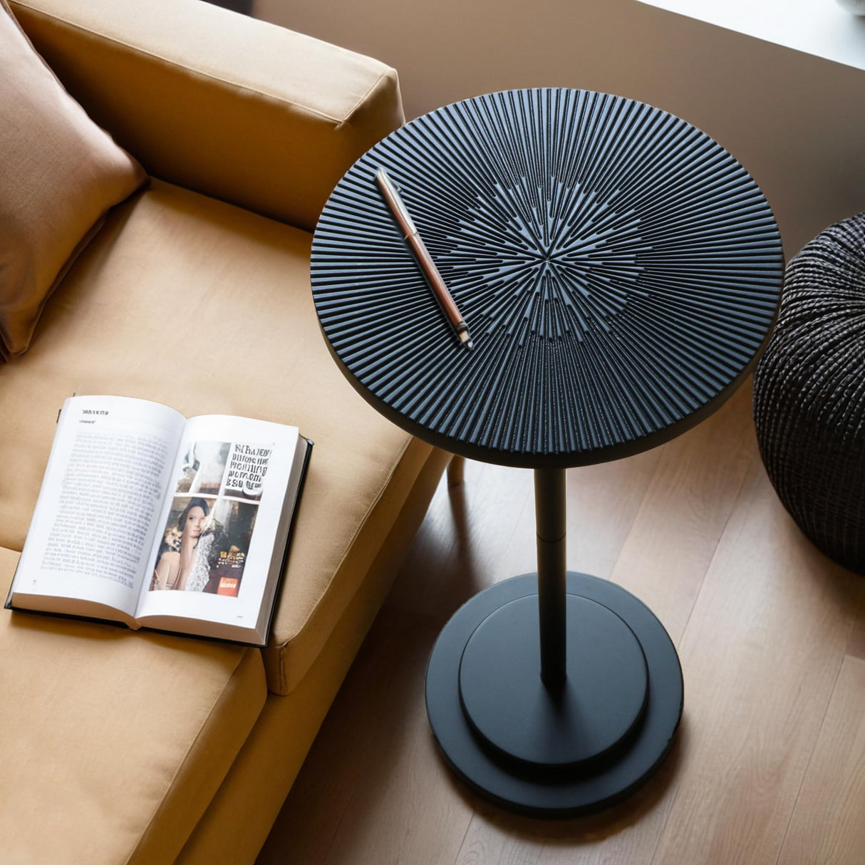 Drink Table, Carved Table Top Martini Table, Small Side Table