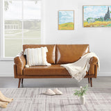 Loveseat Sofa, 57'' Brown Loveseat, Sofa for Small Spaces, 2 Seater Modern Sofa for Living Room, Small Couch for Bedroom,Apartment, Condo, Caramel