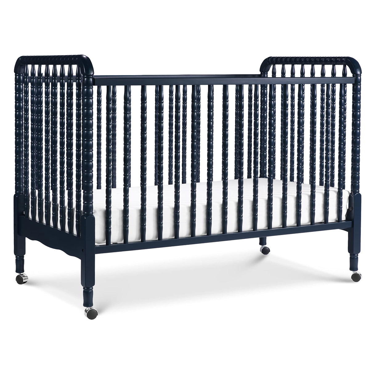 DaVinci Jenny Lind 3-in-1 Convertible Crib in Navy, Removable Wheels, Greenguard Gold Certified