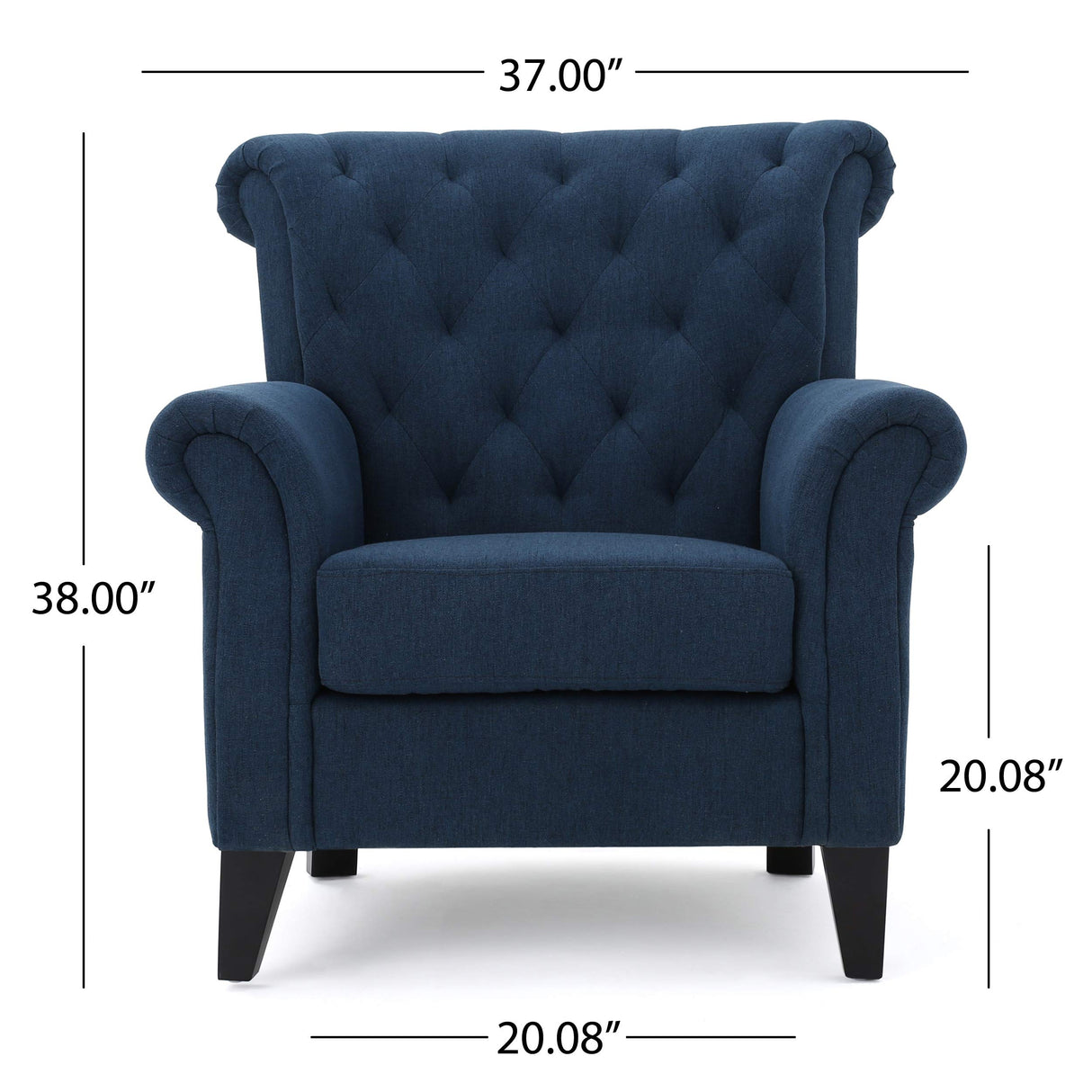 Christopher Knight Home Merritt Fabric Tufted Chair, Dark Blue Dimensions: 37.00”D x 35.25”W x 38.00”H