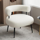 Century Sherpa Boucle Accent Chair, Round Upholstered Barrel Arm Chair