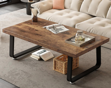 Wooden Coffee Table, Industrial Rectangle Center Table, Modern Minimalist Coffee Table