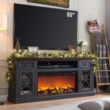 Farmhouse Fireplace TV Stand with 36" Electric Fireplace for 80 Inch TVs, 31" Tall