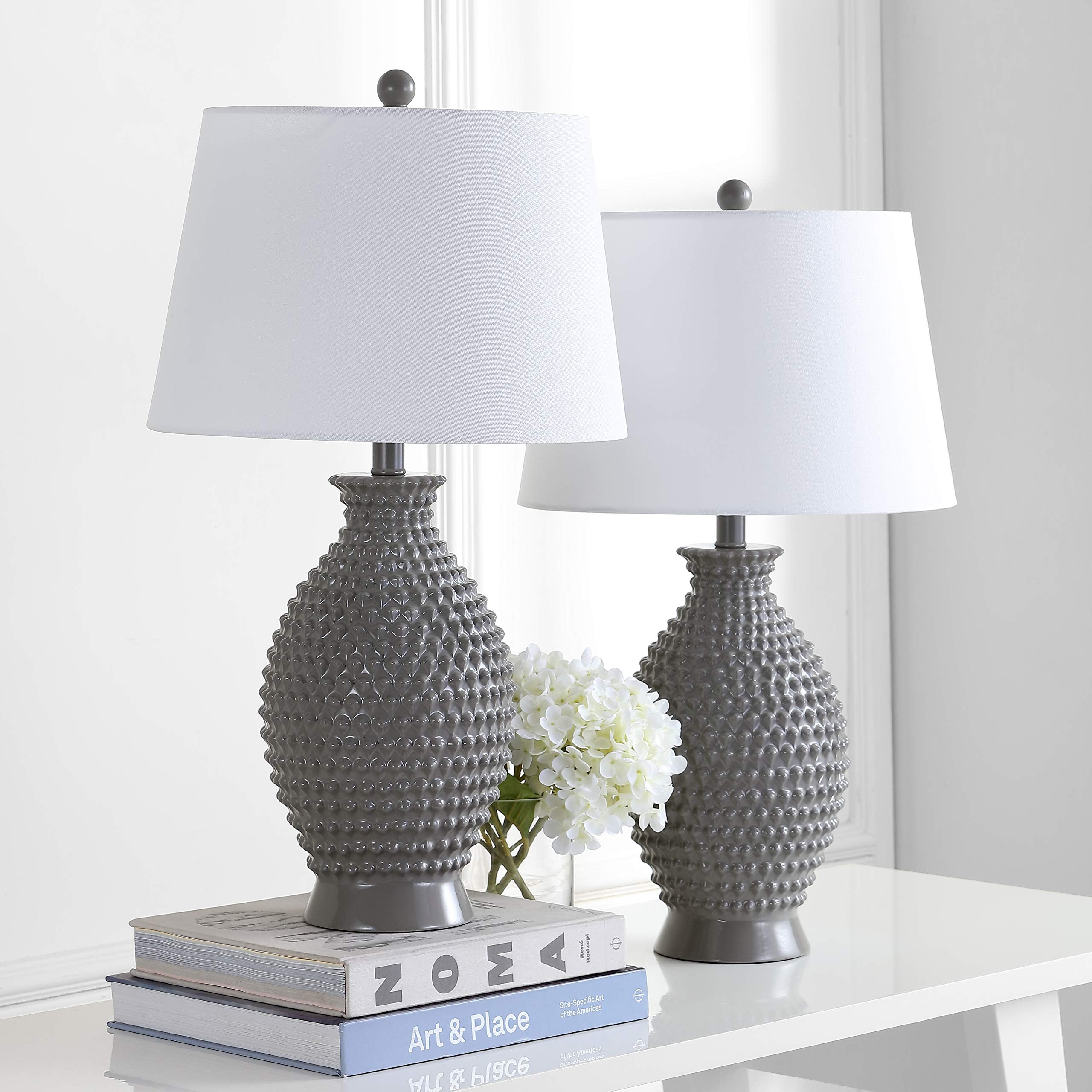 Rosten Grey Textured Table Lamp Set of 2 - 27 Inch