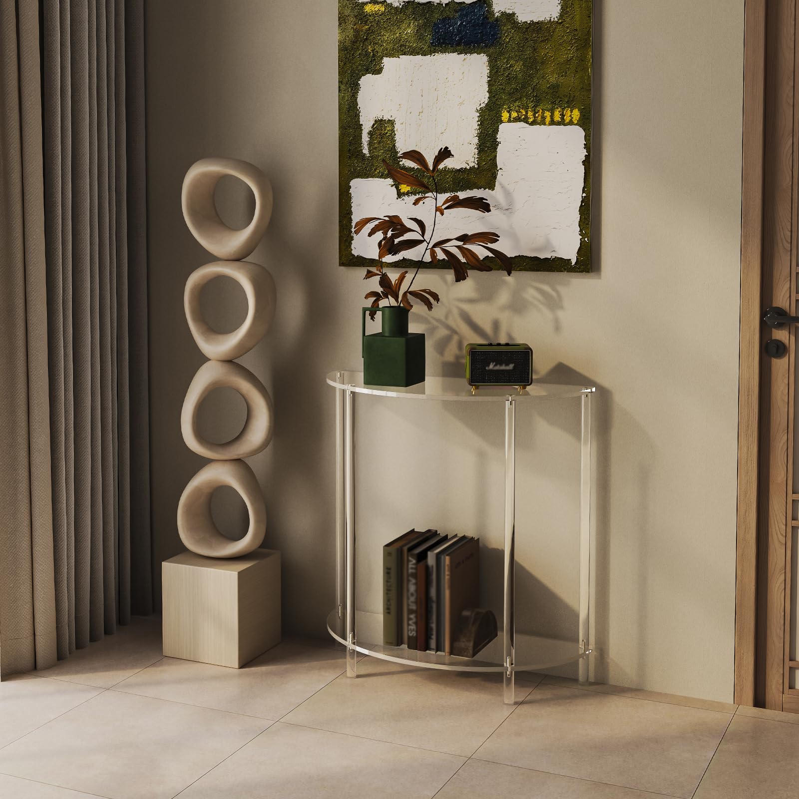 Half Moon Acrylic Console Table - 29.5" Clear Entryway Table