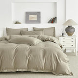 Jacquard Plaid Duvet Cover Queen 100% Cotton Cream Jacquard Duvet Cover 3 Pcs Set