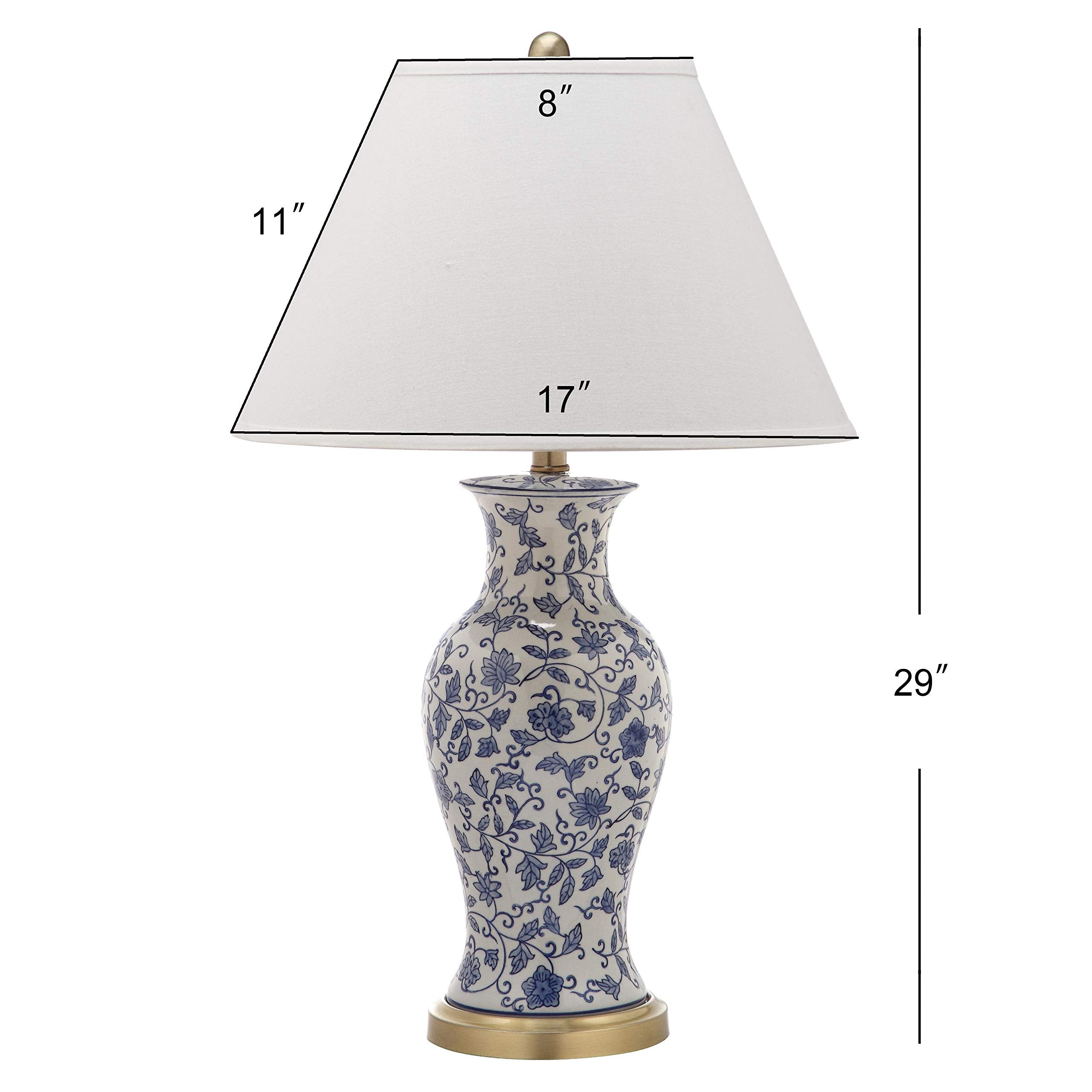 Beijing Floral Table Lamp Set - Blue & White Ceramic 29-Inch (Set of 2)