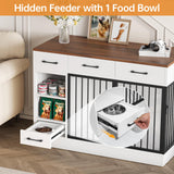 Large Dog Crate Furniture with Storage Drawers - 47.2 Inch Wooden Kennel