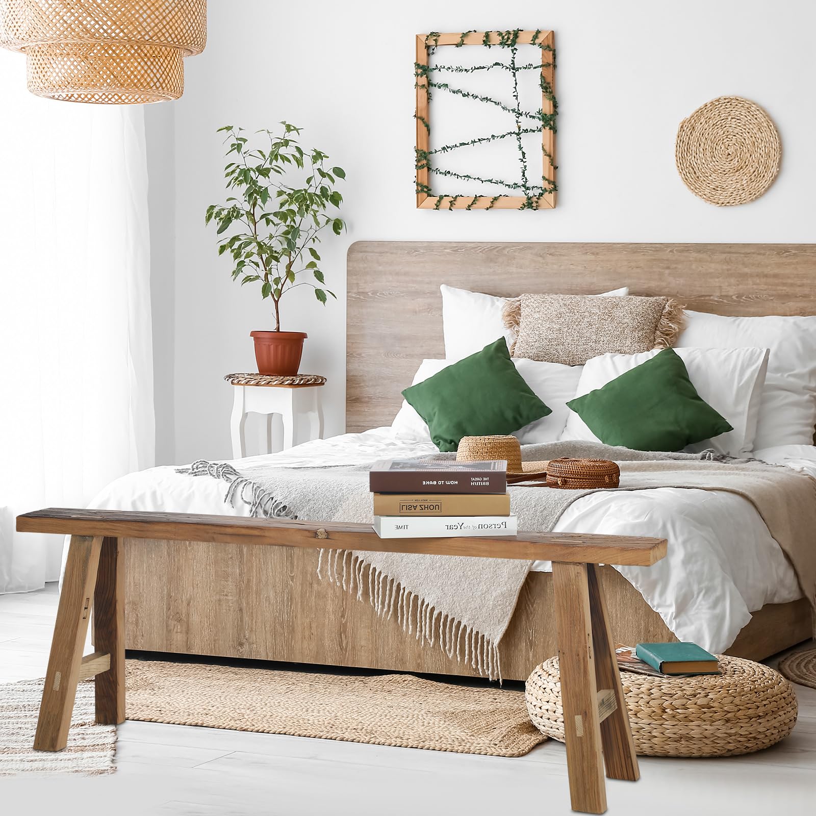 55 Vintage Bench Weathered Natural Wood Bench
