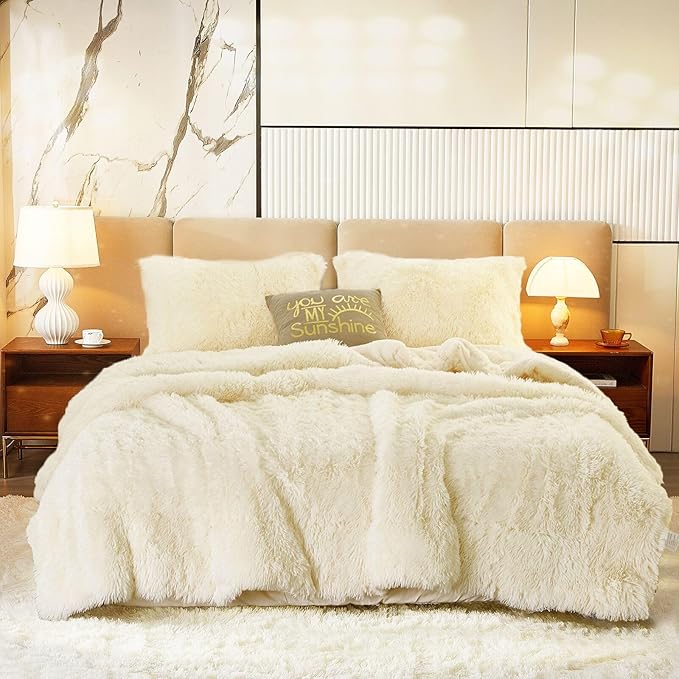 Luxury Faux Fur Shaggy Comforter Set Full/Queen Size