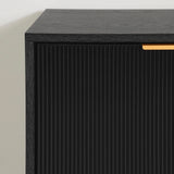 Arlo Sideboard with Ribbed Doors and Drawers, Ash Oak and Gold