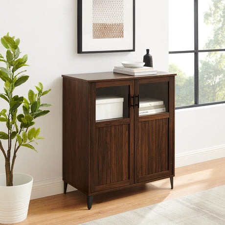 Hazle Cottage-Style Grooved Door Accent Cabinet, Dark Walnut