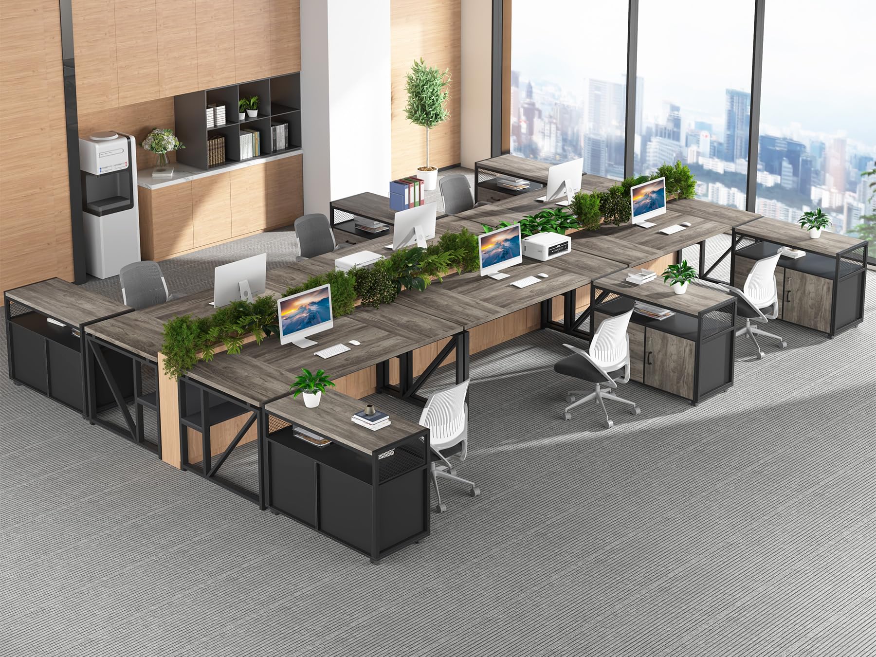 L Shaped Desk with Drawer Cabinet, 63" Executive Computer Desk and lateral File Cabinet