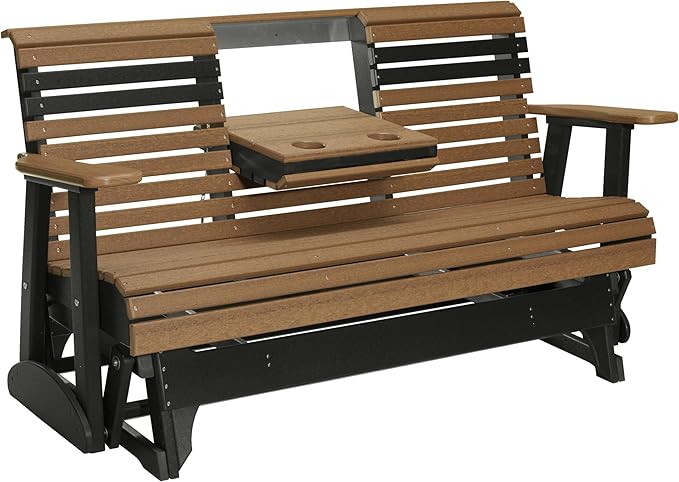5' Plain Double Glider Bench, 2 Person Glider Chair, 2 Seat Outdoor Glider, Outdoor