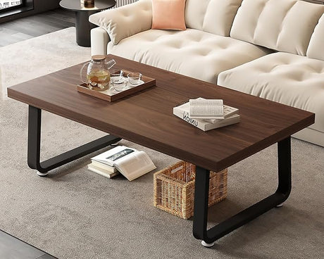 Coffee Table, Industrial Wooden Coffee Table, Modern Minimalist Rectangular Center Table