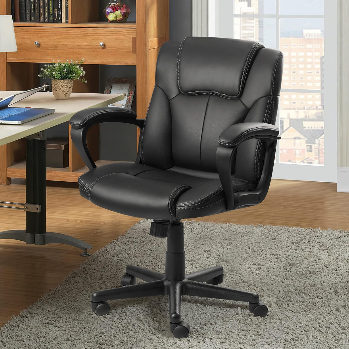 Executive Office Chair Swivel Task Seat with Ergonomic Mid-Back, Waist Support