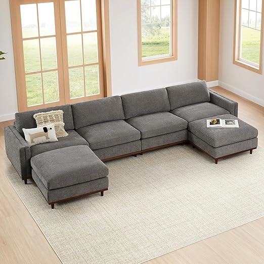 Super Large Luxury Loveseat Sectional Modular Sofa, Down Filled Modern Sofa