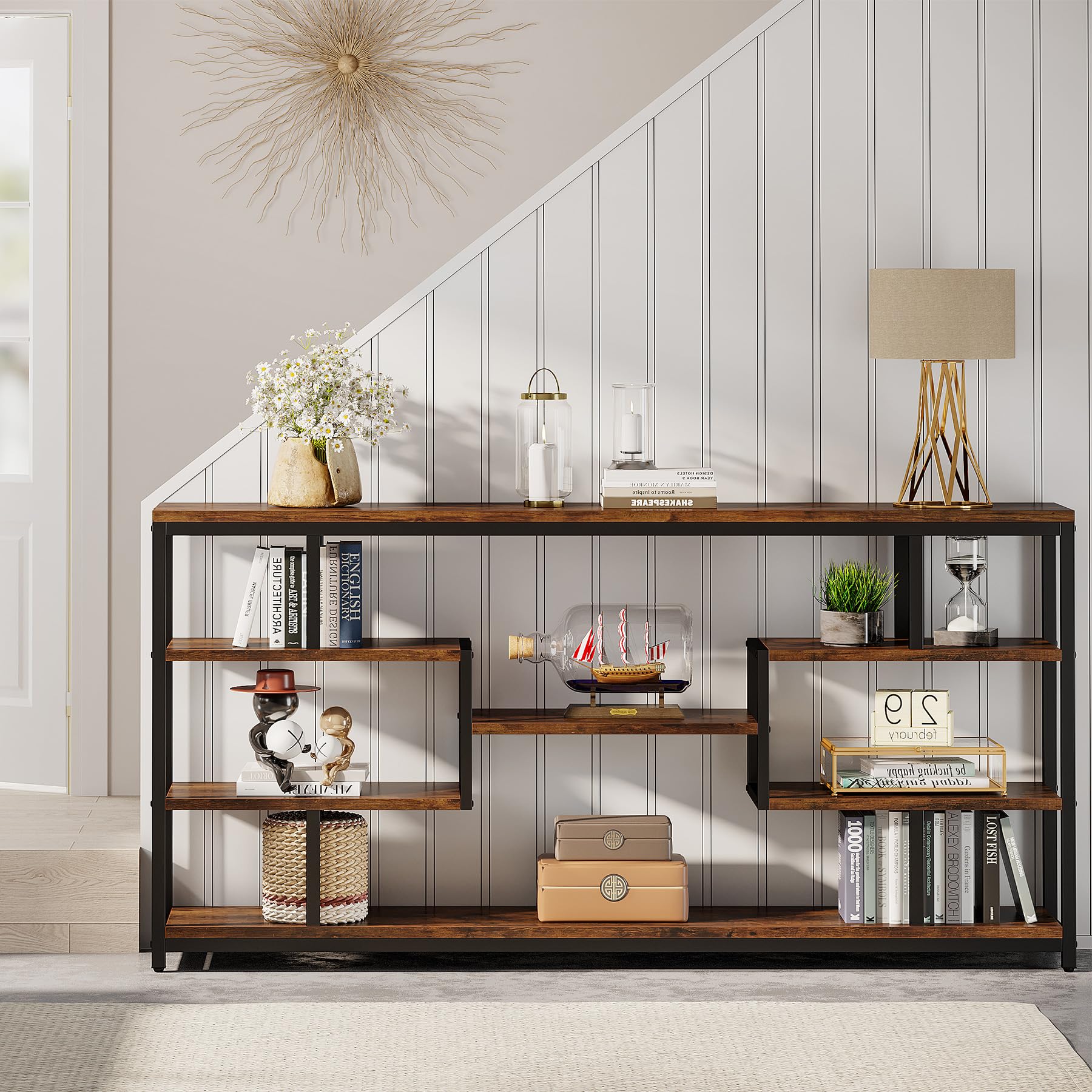 70.87" Console Tables for Living Room, 5-Tier Narrow Long Sofa Tables