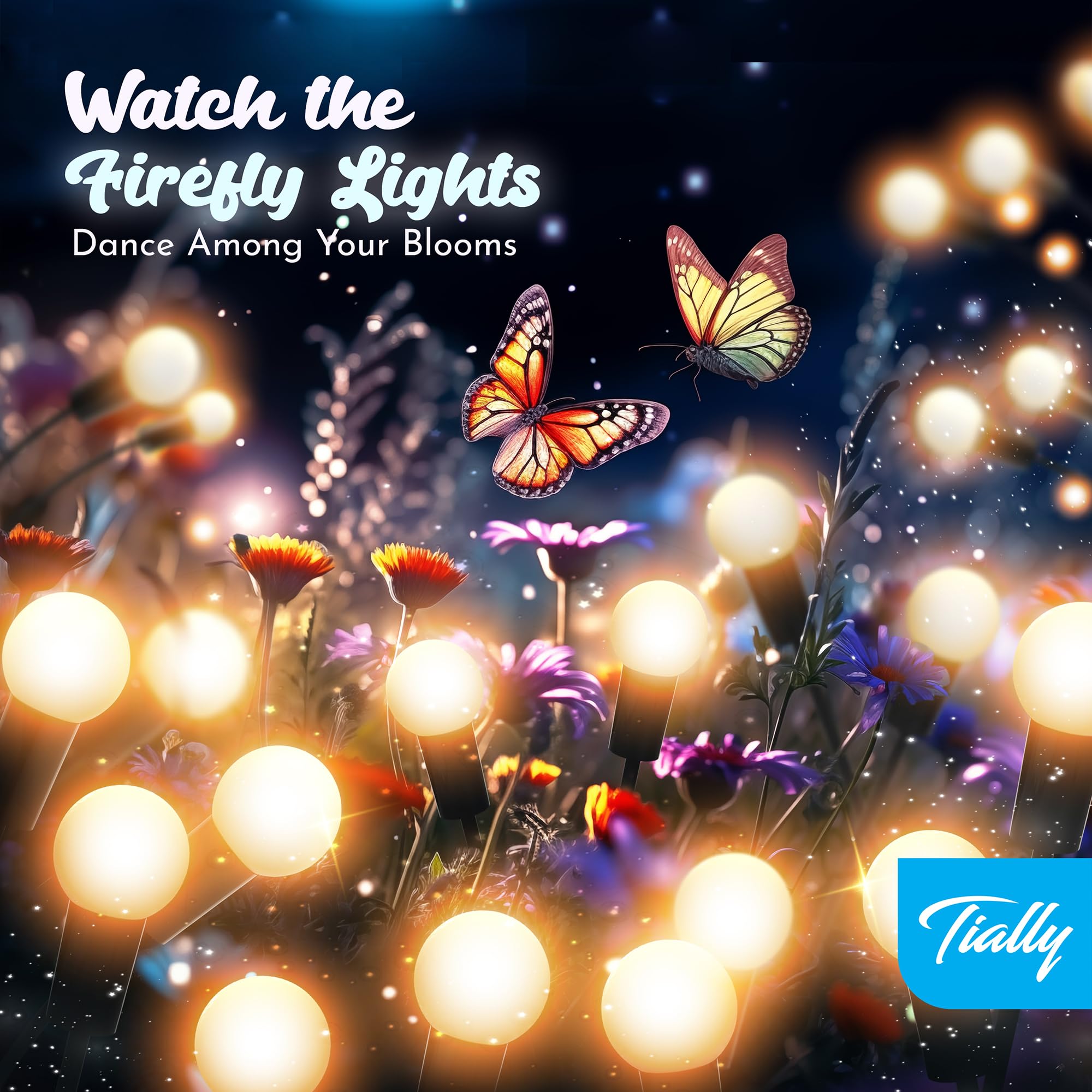 4 Pack Firefly Lights Solar Outdoor | 32 LED Firefly Solar Garden Lights