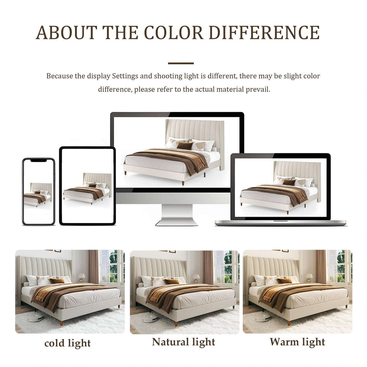 Queen Upholstered Bed Frame with Vertical Channel Wingback Headboard