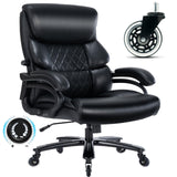 Ucloveria Big and Tall Office Chair 500 LBS-Executive Office Chair for Heavy People-Heavy Duty Office Chair with Sturdy Wheels-Desk Chair with Adjustable Lumbar Support Black Leather Chair