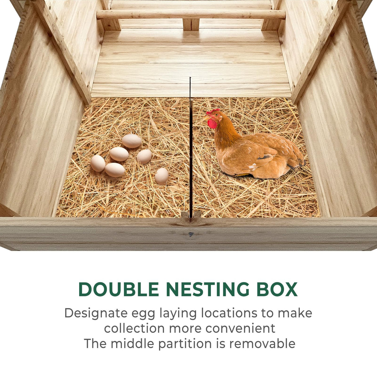 Lyromix Wooden Chicken Coop Hen House with 2 Chicken Nesting Box, Poultry Cage