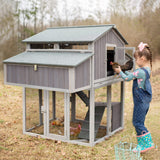 Chicken Coop Foldable Hen House Large Poultry Cage with Nesting Box and Run