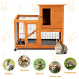 Rabbit Hutch on Wheels Large Indoor Outdoor Chicken Coop Bunny House Guinea Pig Cage