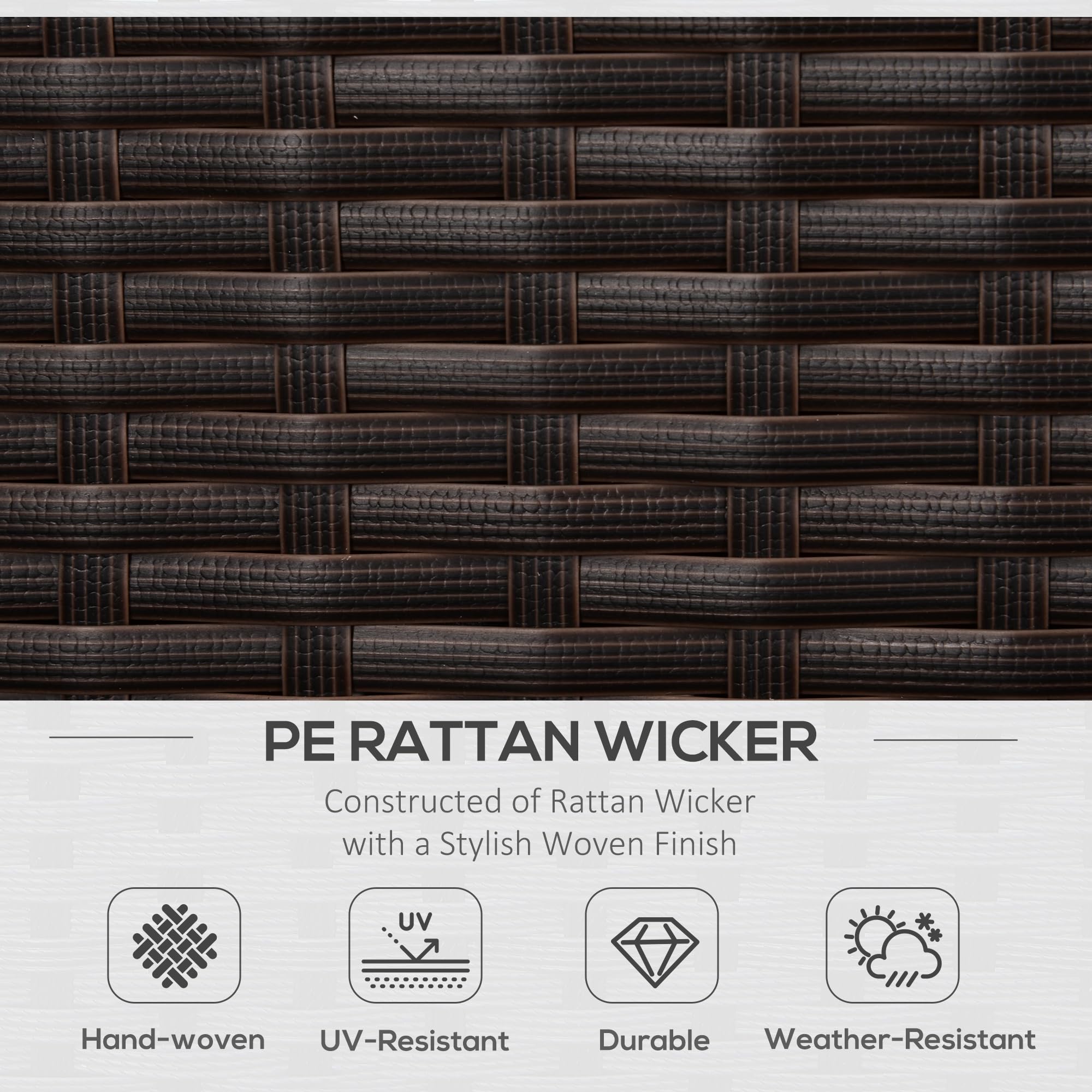 Outdoor Sofa, PE Rattan Wicker Loveseat, Outdoor Couch with 2 Throw Pillows