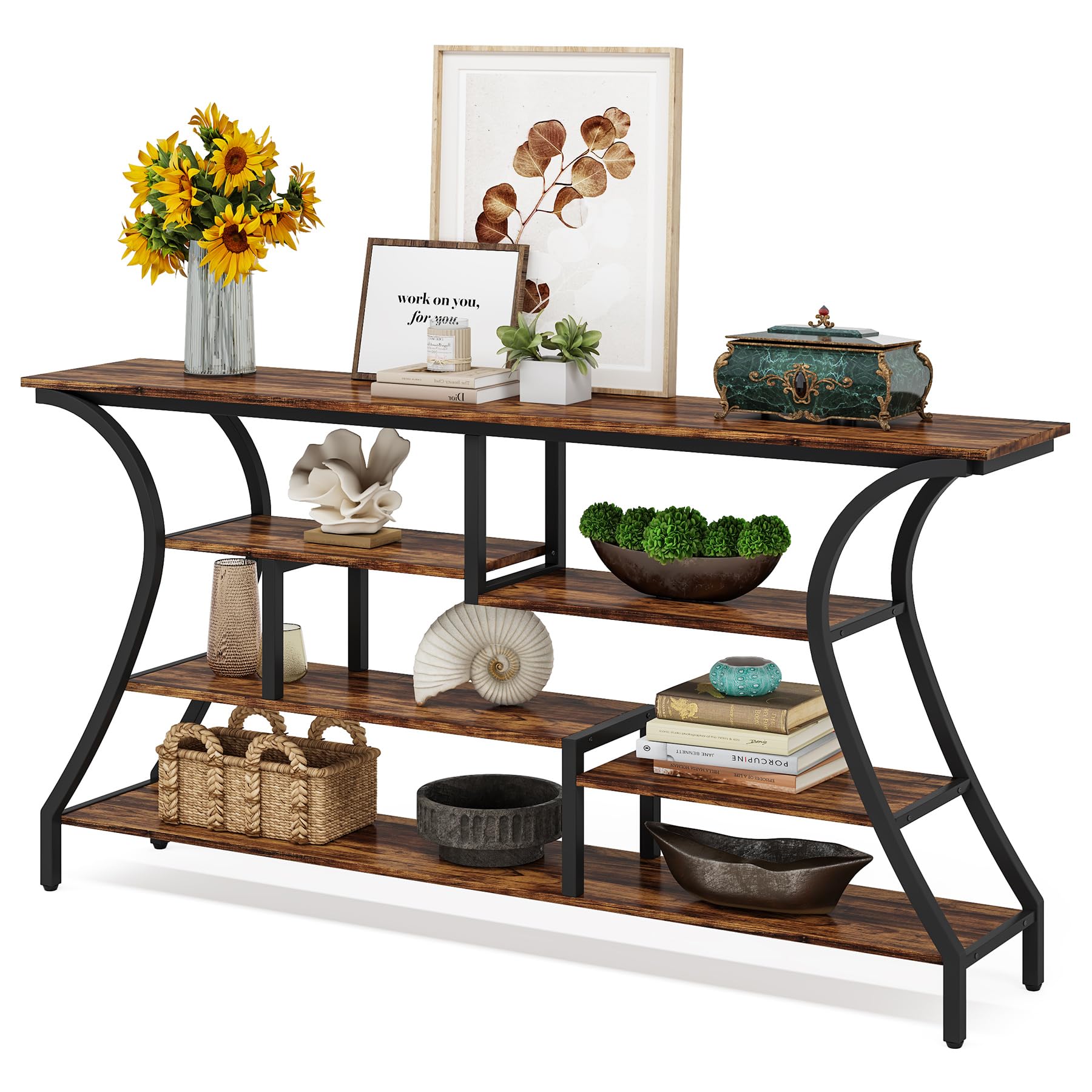 70.9 Inch Extra Long Console Table, Industrial Narrow Sofa Table