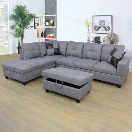 103 Inch Modern L Shaped Sectional Sofa Set with Storage Ottoman