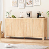 Buffet Cabinet with Storage, Fluted Sideboard Wood Accent Cabinet with Doors