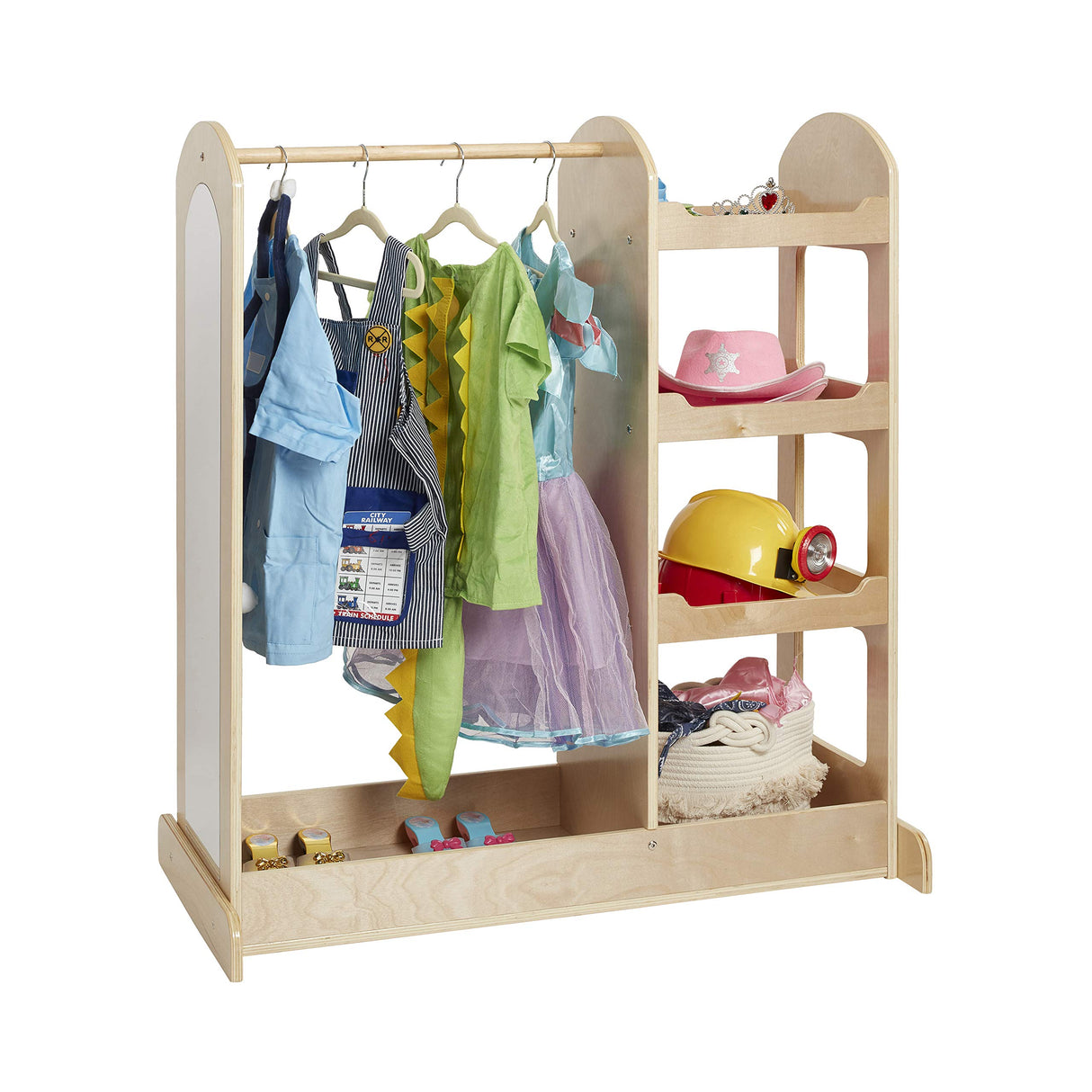 Dress Up Center with Mirrors, Costume Organizer, Natural