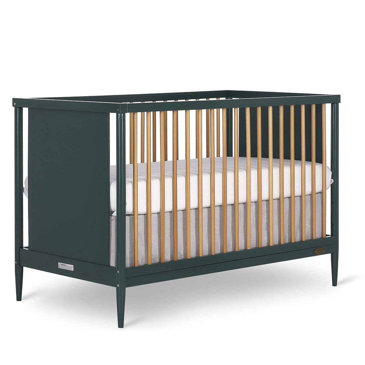 Clover 4-in-1 Modern Island Crib with Rounded Spindles in Olive, Convertible Crib, Mid-Century Meets Modern, Coordinates with The Clover Changing Counter