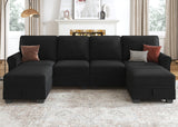 Sectional Sofa with Storage Seat Velvet U Shaped Sectional Couch with Reversible Chaise