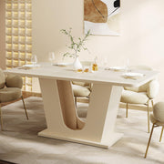 55-Inch Modern Rectangular Dining Table for 4-6 - Cream White