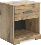 Shawburn 1 Drawer Night Stand Nightstand, 22.09" Tall, Whitewash & Gray