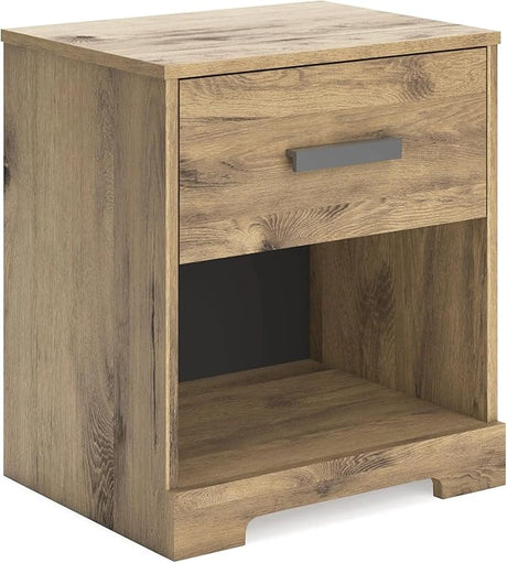 Shawburn 1 Drawer Night Stand Nightstand, 22.09" Tall, Whitewash & Gray