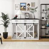 Farmhouse Dog Crate Furniture with Storage Drawers - Large Wooden Kennel & TV Stand