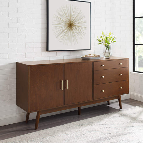 Mid-Century Modern Wood Kitchen Buffet Sideboard Entryway Serving Storage Cabinet Doors