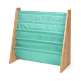 Seafoam Green/Natural Kids Bookshelf 4 Tier Book Organizer