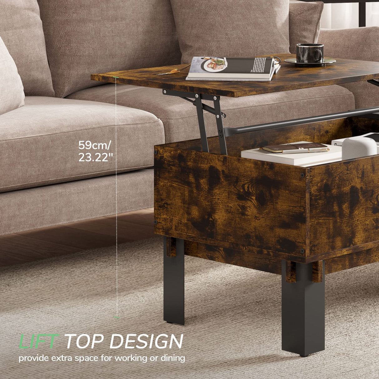 Coffee Table with Lift Top Storage Lift Tabletop Rising Center Tea Table