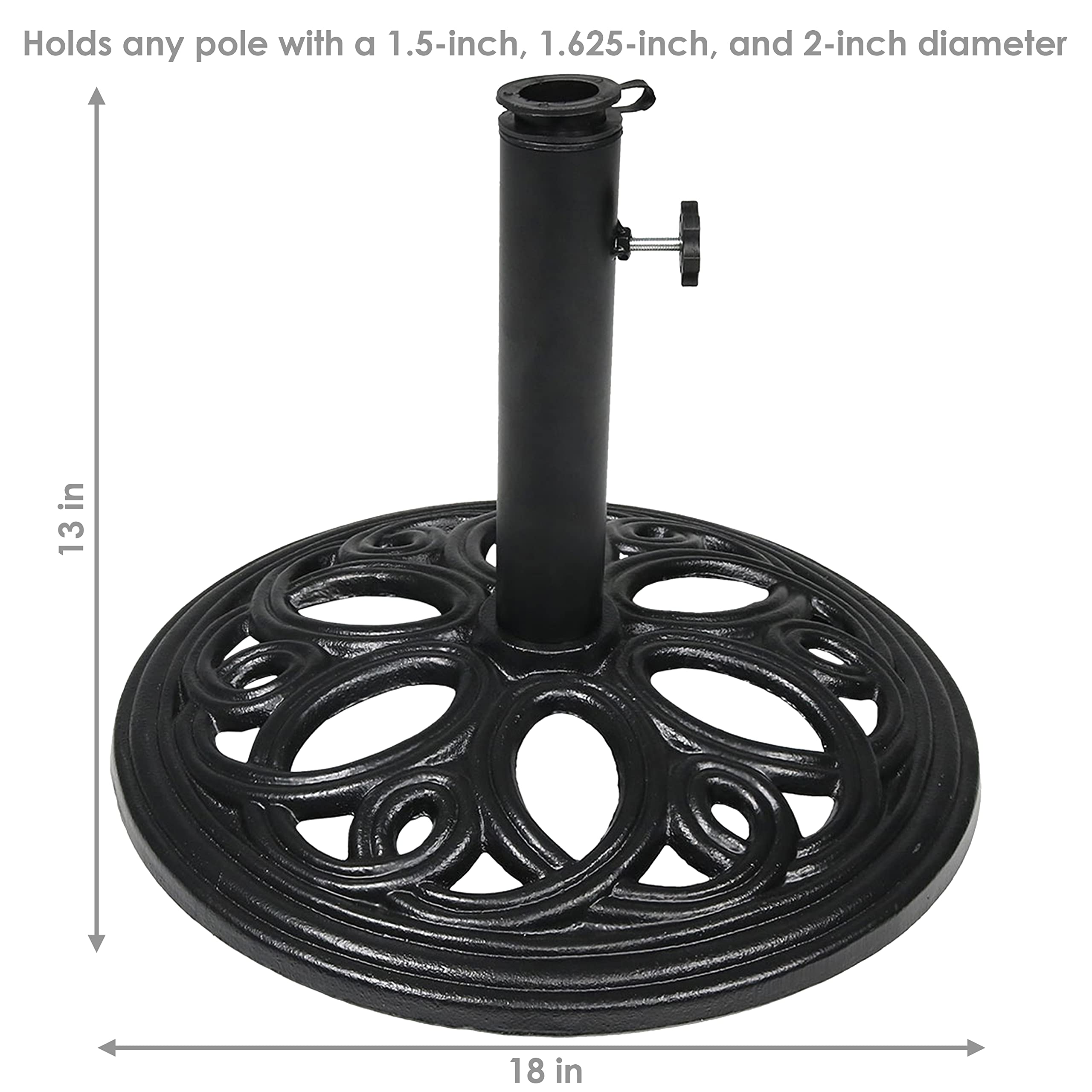 Cast Iron Patio Umbrella Base Stand - Black - 18-Inch Diameter