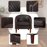 Comfy Barrel Accent Chair Set of 2 - Faux Leather Living Room Chair Club Chair