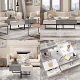 Modern Design Coffee Table with 4 Drawers & Metal Legs, Wood Center Table