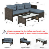 Outdoor Patio Furniture Sets, Wicker Patio sectional Sets 3-Piece