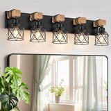 3-Light Farmhouse Vanity Light for Bathroom, Wood Bathroom Light Fixtures Over Mirror